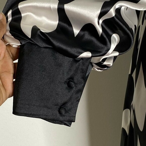 Matty M Womens Black‎ White Long Sleeve Cinched Waist A Line Dress Size Medium - Picture 5 of 10